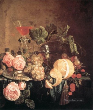  Davidsz Canvas - Still Life With Flowers And Fruit Jan Davidsz de Heem floral